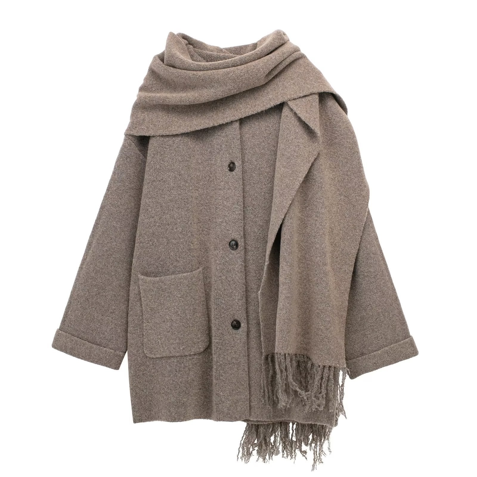 Amelia - Knitted Woolen Cape Coat