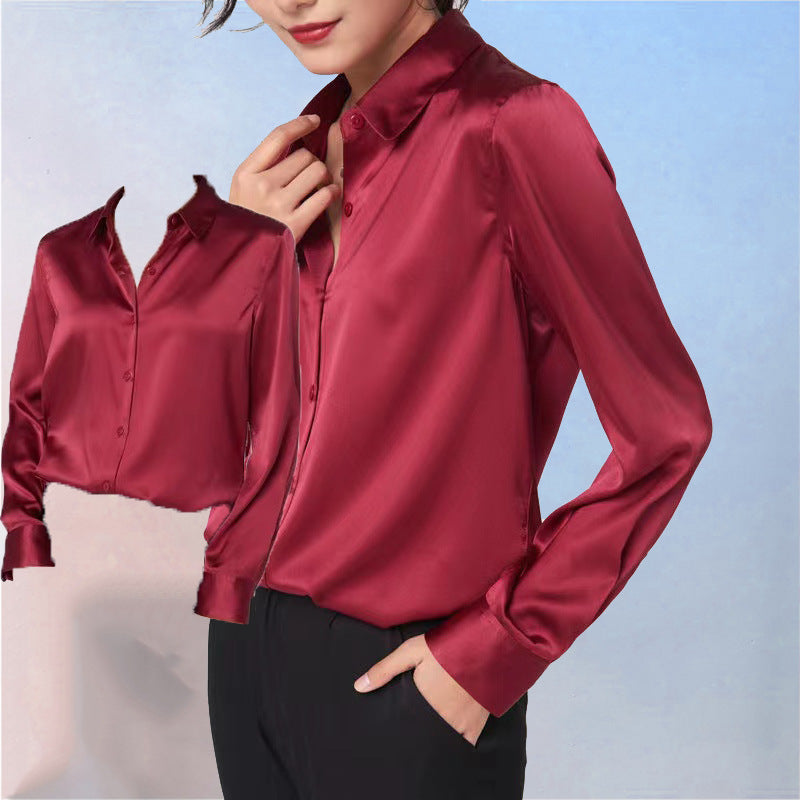 Nia – Women's Long-Sleeved Satin Shirt