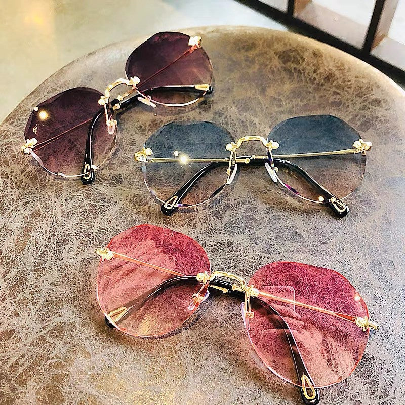 Olivie - Polygonal Rimless Sunglasses