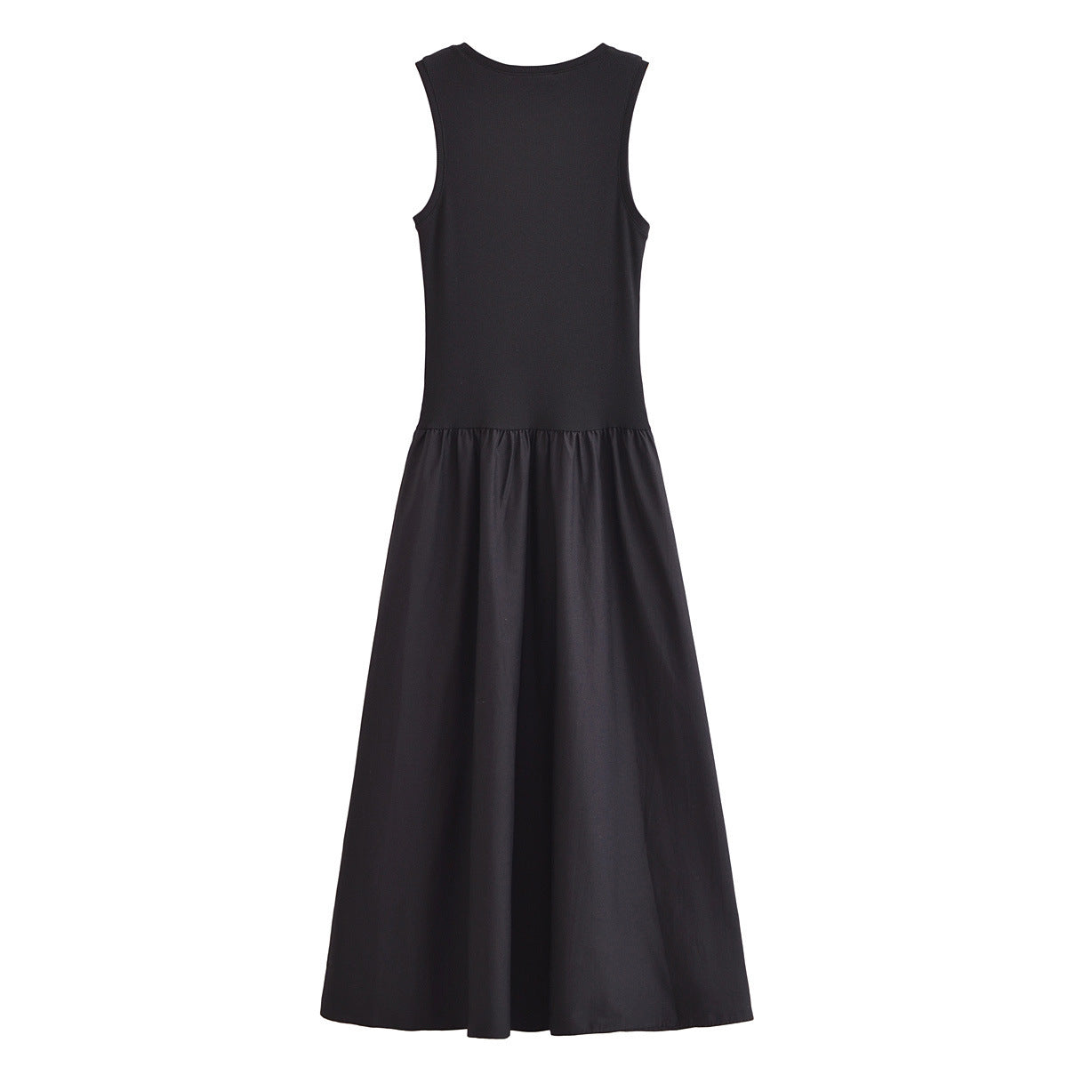 Elara – Two-Tone Long Patchwork Vest Dress
