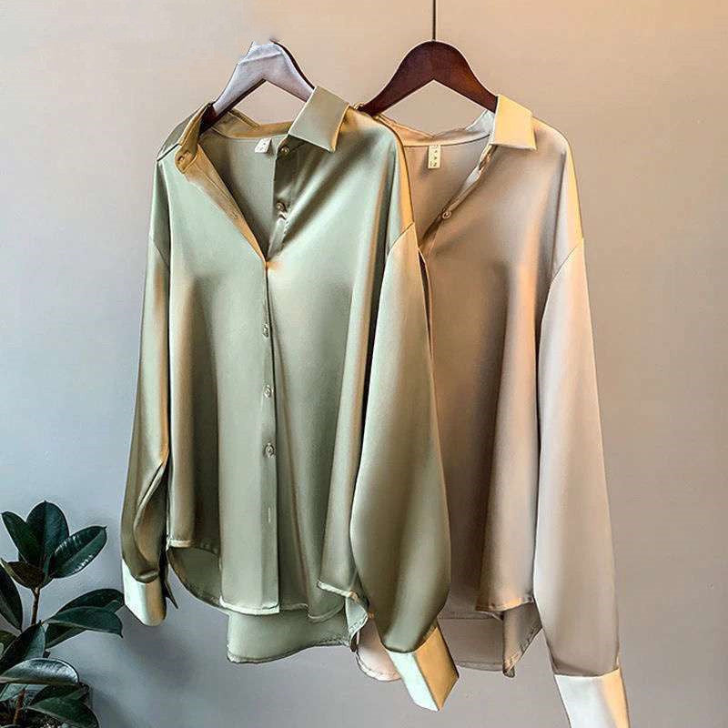 Nia – Women's Long-Sleeved Satin Shirt