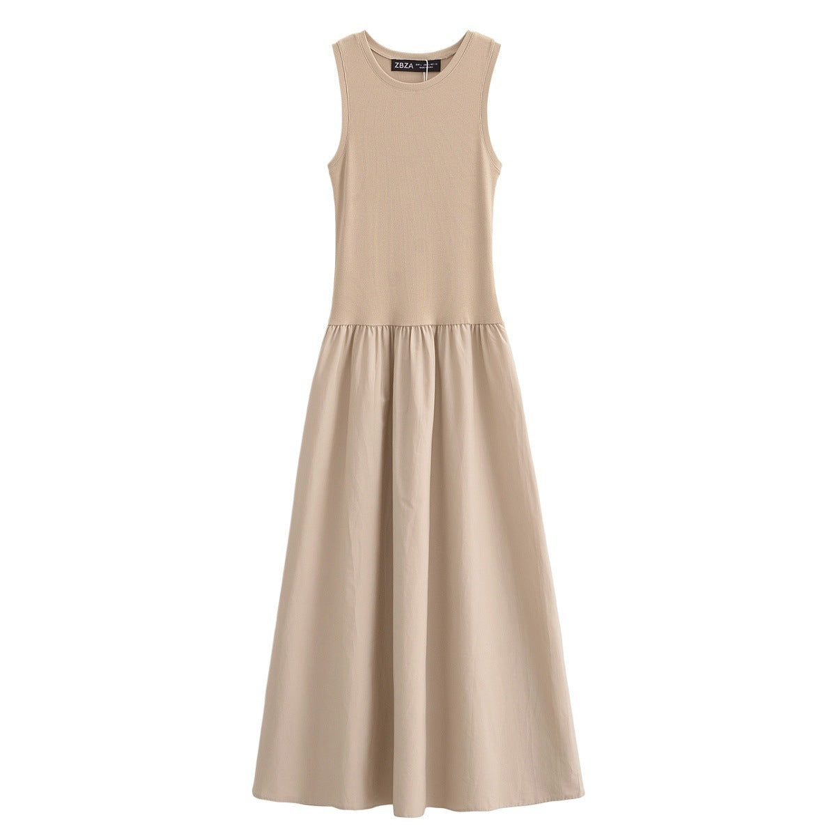 Elara – Two-Tone Long Patchwork Vest Dress