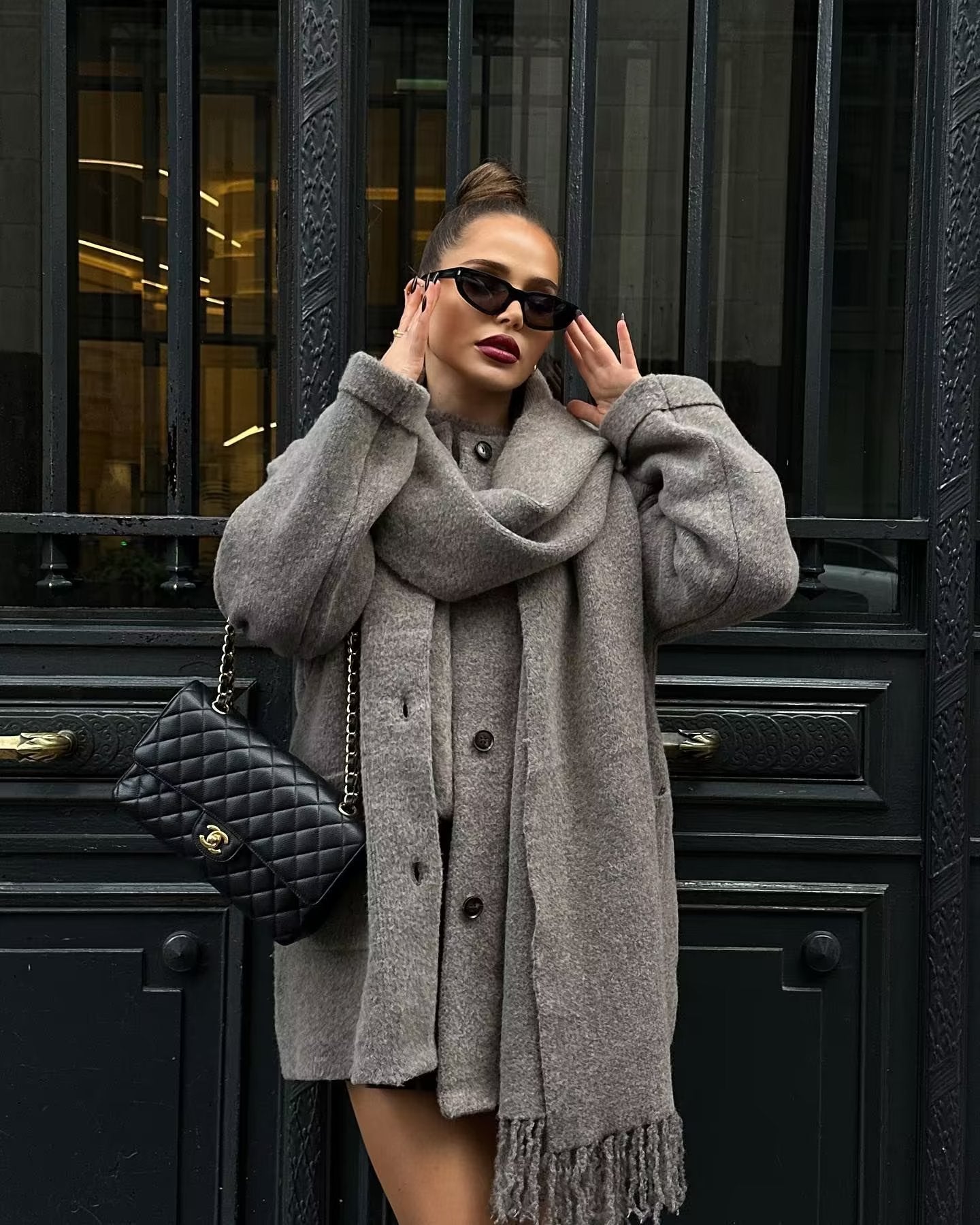 Amelia - Knitted Woolen Cape Coat
