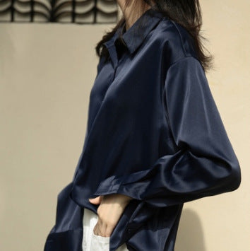 Nia – Women's Long-Sleeved Satin Shirt