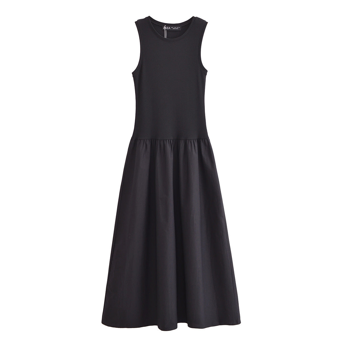 Elara – Two-Tone Long Patchwork Vest Dress