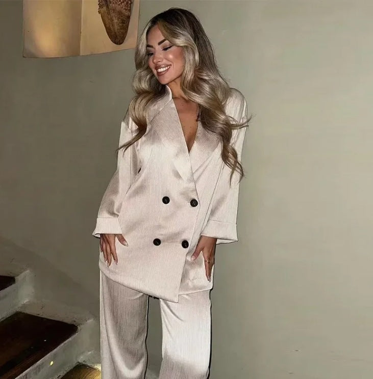 Elise – Ruffled Suit Jacket & Casual Trousers Set