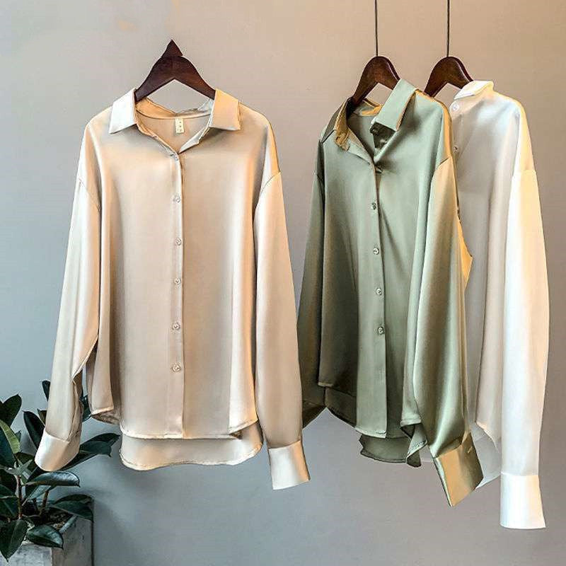 Nia – Women's Long-Sleeved Satin Shirt