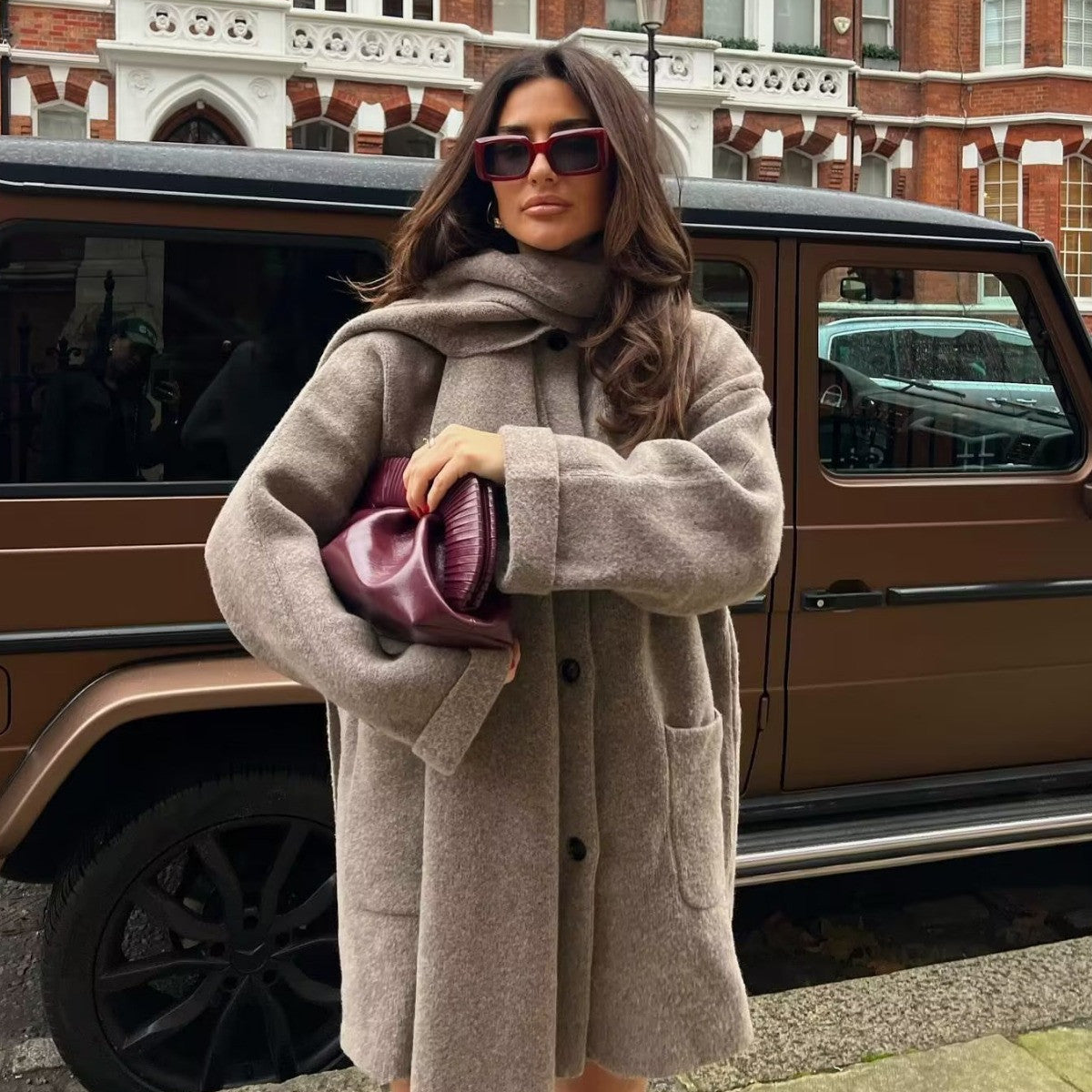 Amelia - Knitted Woolen Cape Coat
