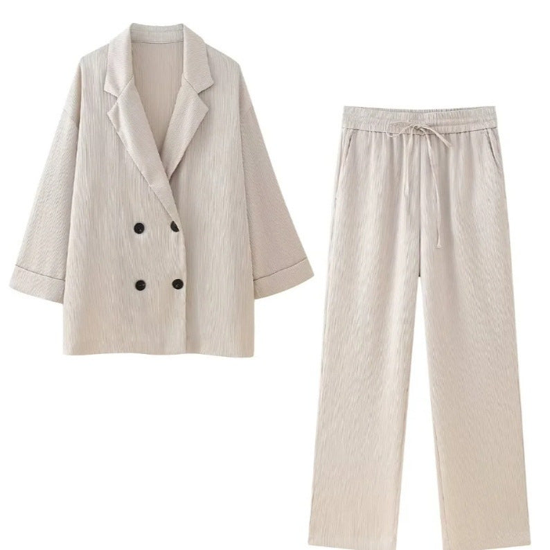 Elise – Ruffled Suit Jacket & Casual Trousers Set
