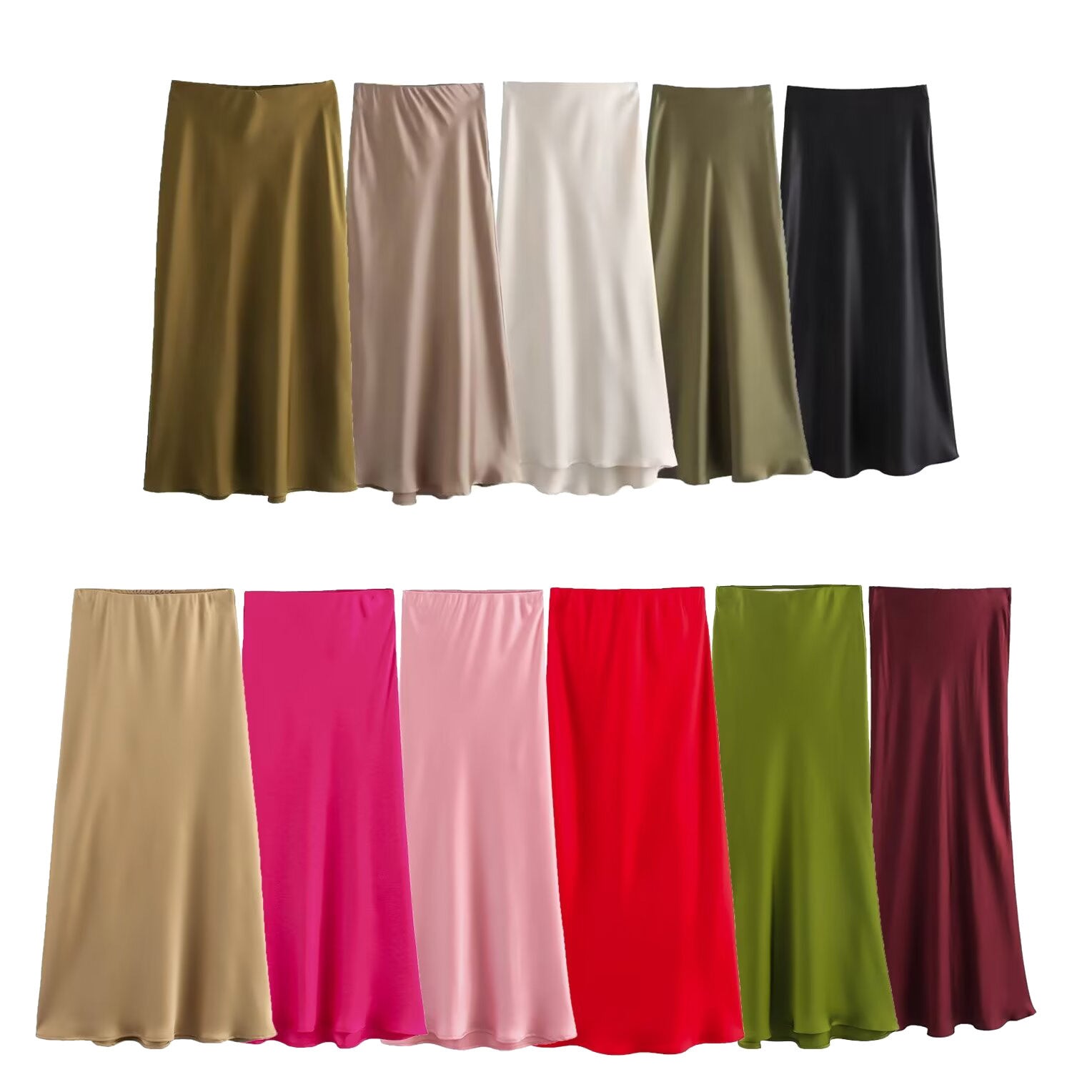 Aveline – French Silk Satin High-Waist Skirt